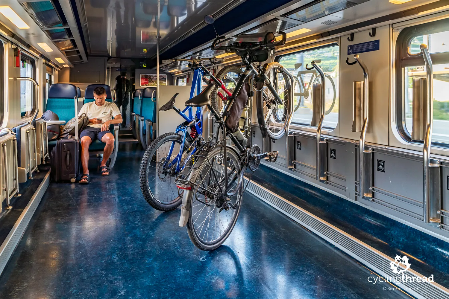 Bicycles in the Intercity train along Lake Geneva