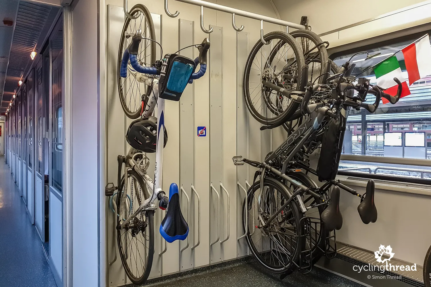 Bikes in a couchette on the Nightjet train